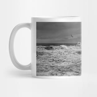 Stormy weather at Tynemouth Pier - Monochrome Mug